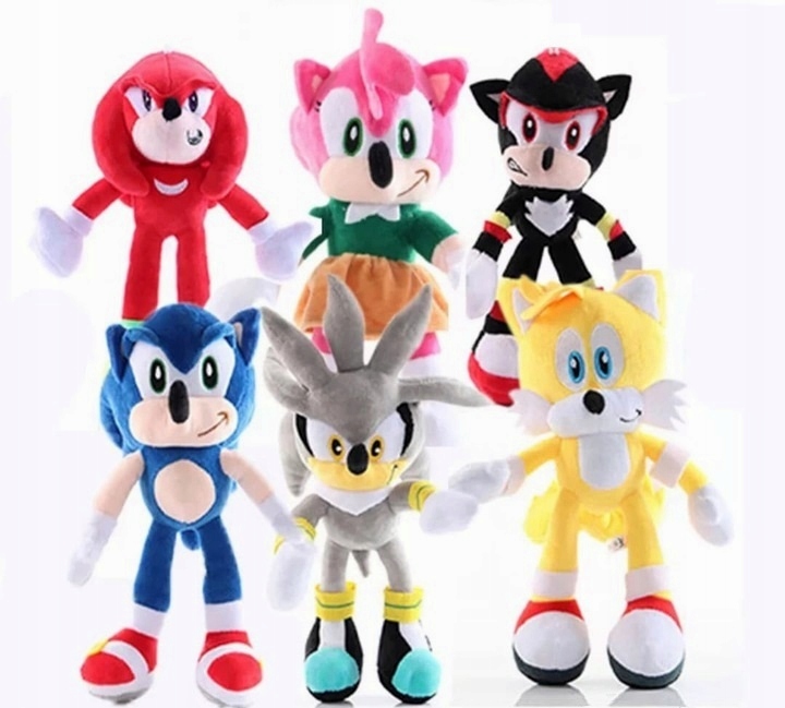 6 X Sonic The Hedgehog Zestaw Przytulanka Pluszowa Pluszak Miś Misiek 28 CM