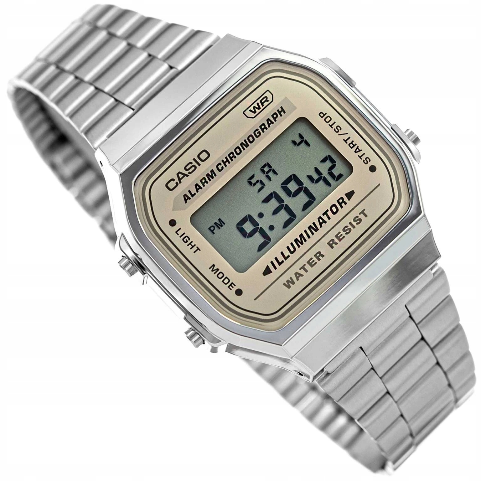 Hodinky Casio A168WA-8AYES Vintage Stříbrné Datumovka Stopky Klasické