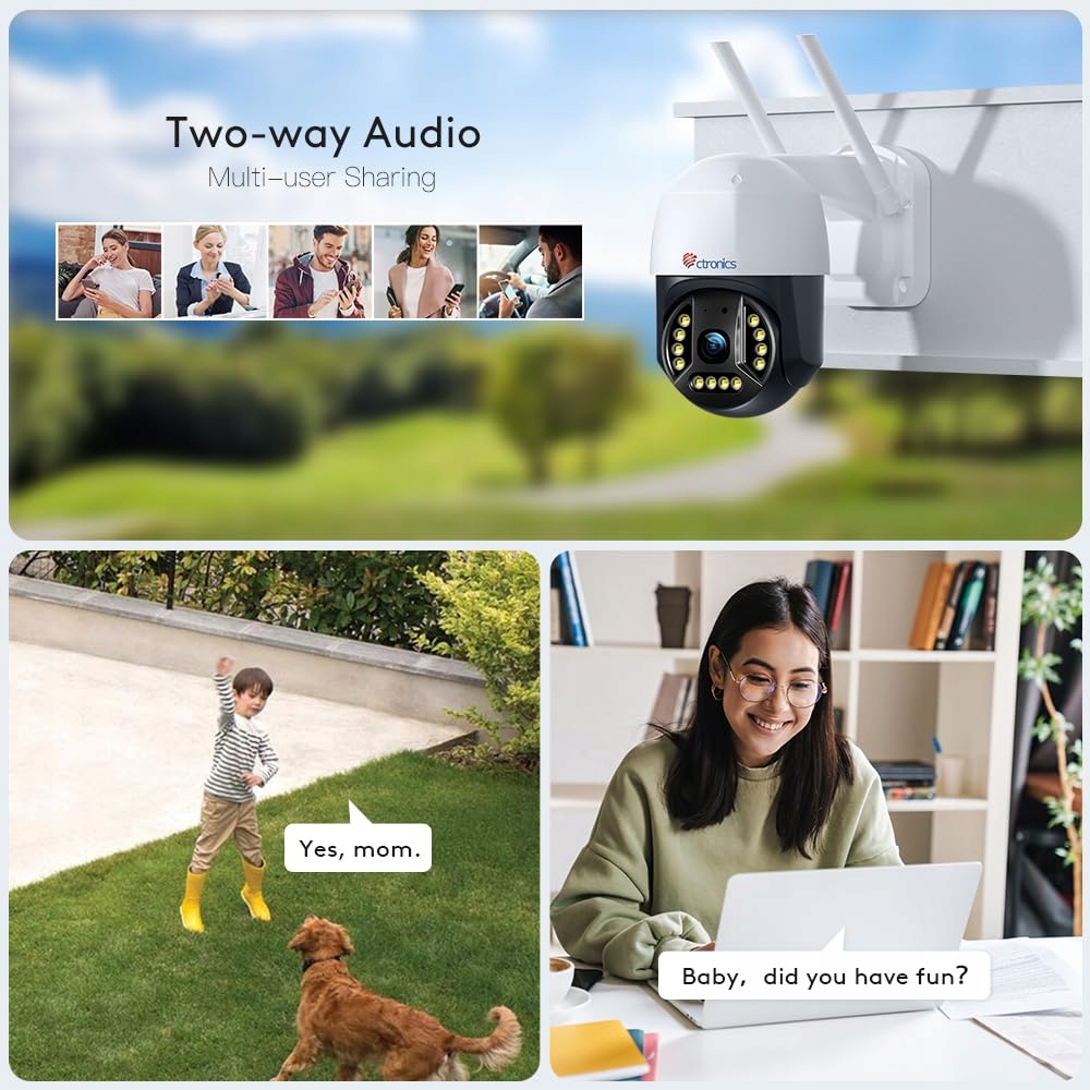 CTRONICS Kamera Zewnętrzna 4K 8MP WiFi PTZ IP z Detekcją Ruchu i IP66 — miniatura 6