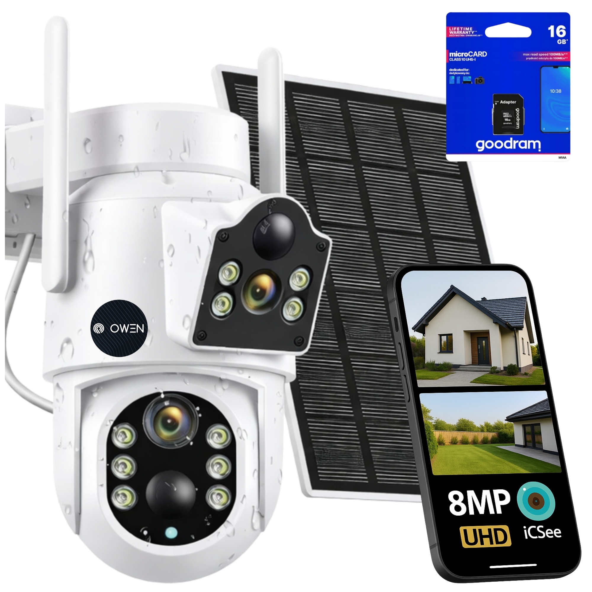 Solárna Vonkajšia Kamera 2 Objektívy WiFi 8MPx 270 stupňov Ptz Icsee Smart