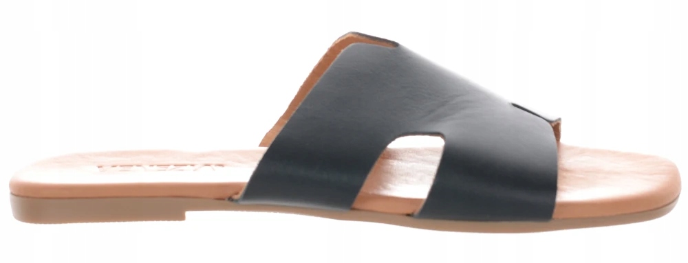 Venezia černé dámské nazouváky ploché kožené pro každodenní nošení, kožené, velikost 38