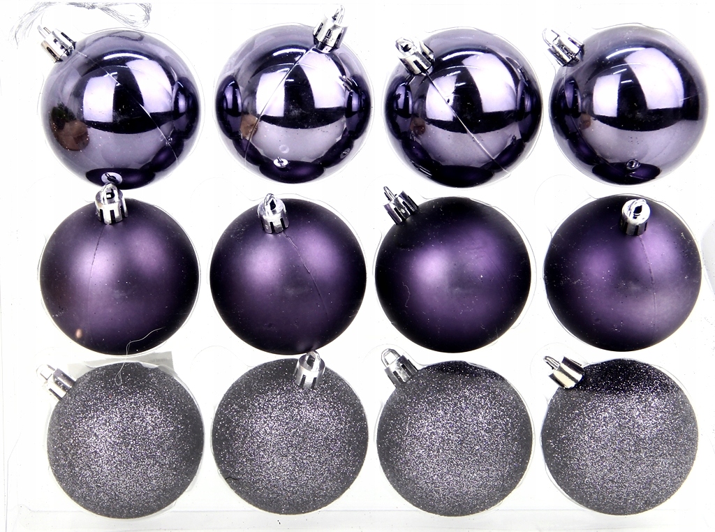 

Zestaw Bombek Ciemny Fiolet MIX 12szt średn. 6cm