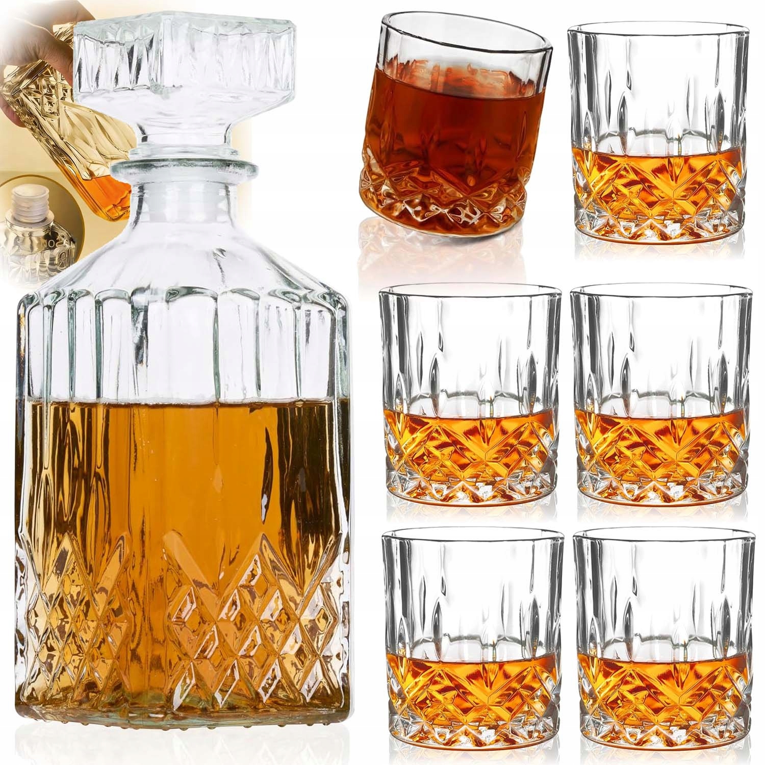 Sada Karafka 920 ML S 6 Sklenice Na Whisky, Víno Dárek Pro Přítele Tatínka