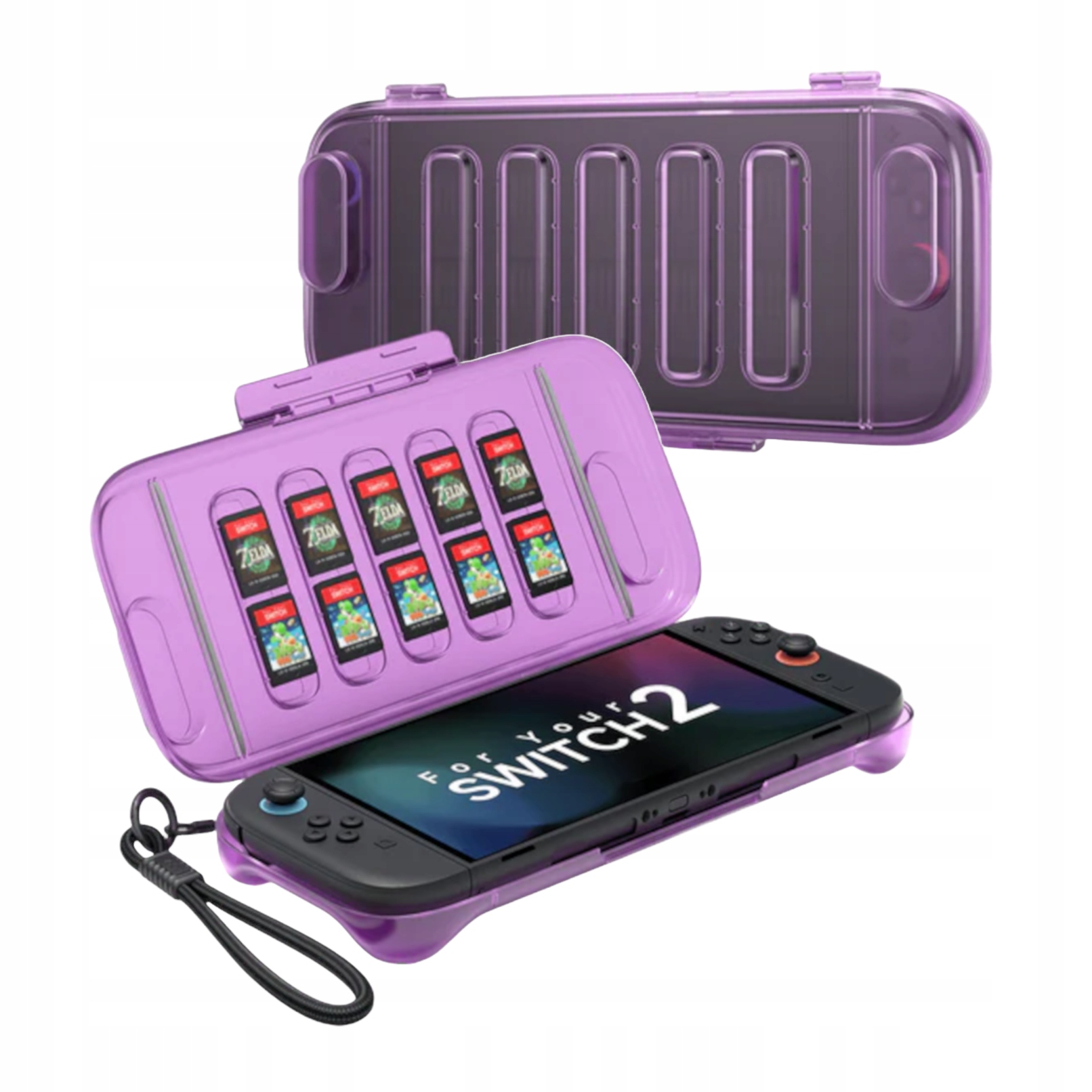 Etui do Nintendo Switch 2 JSAUX Przezroczyste Fioletowe Case Shockproof