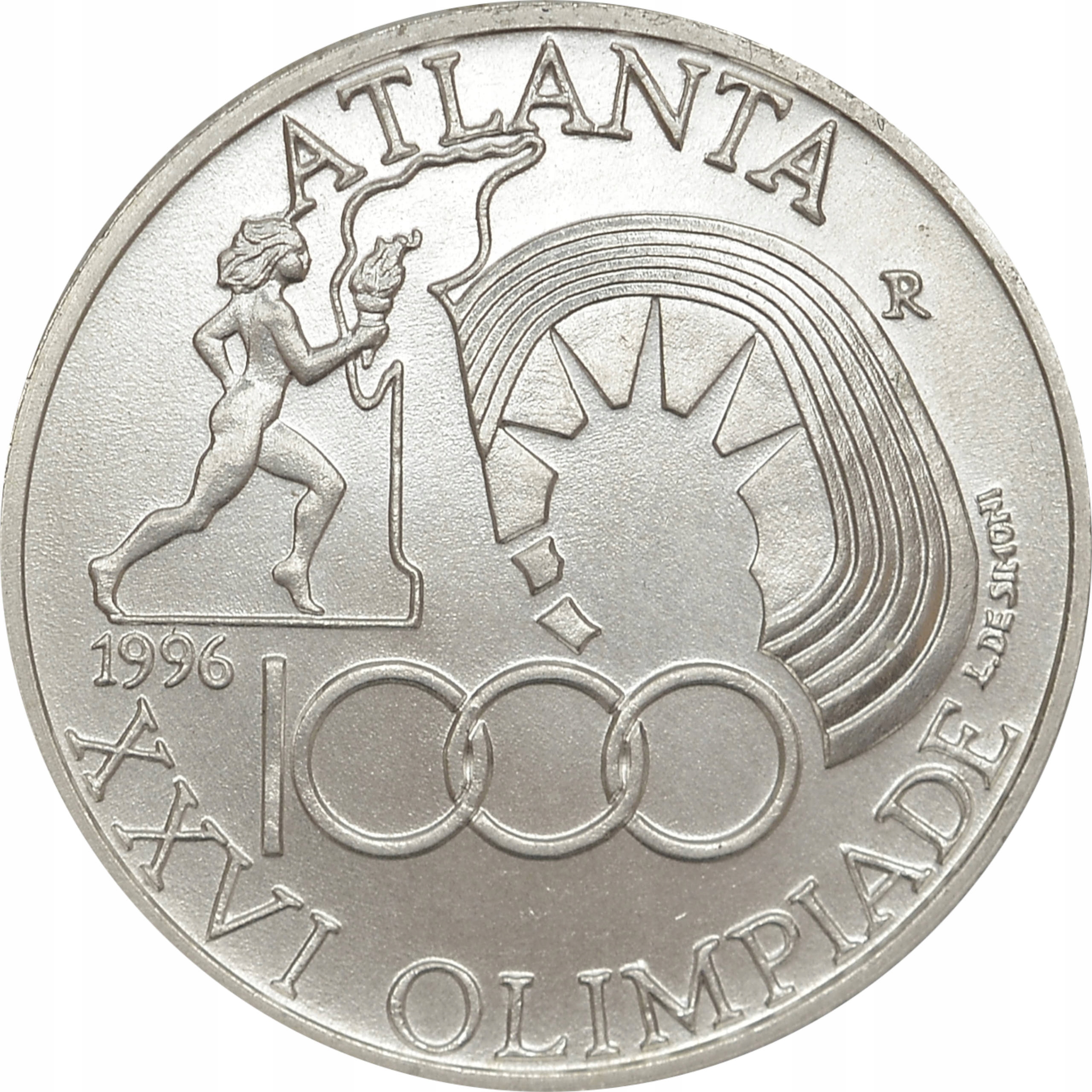 7.dbr.WŁOCHY, 1 000 LIRÓW 1996 I.O. ATLANTA '96