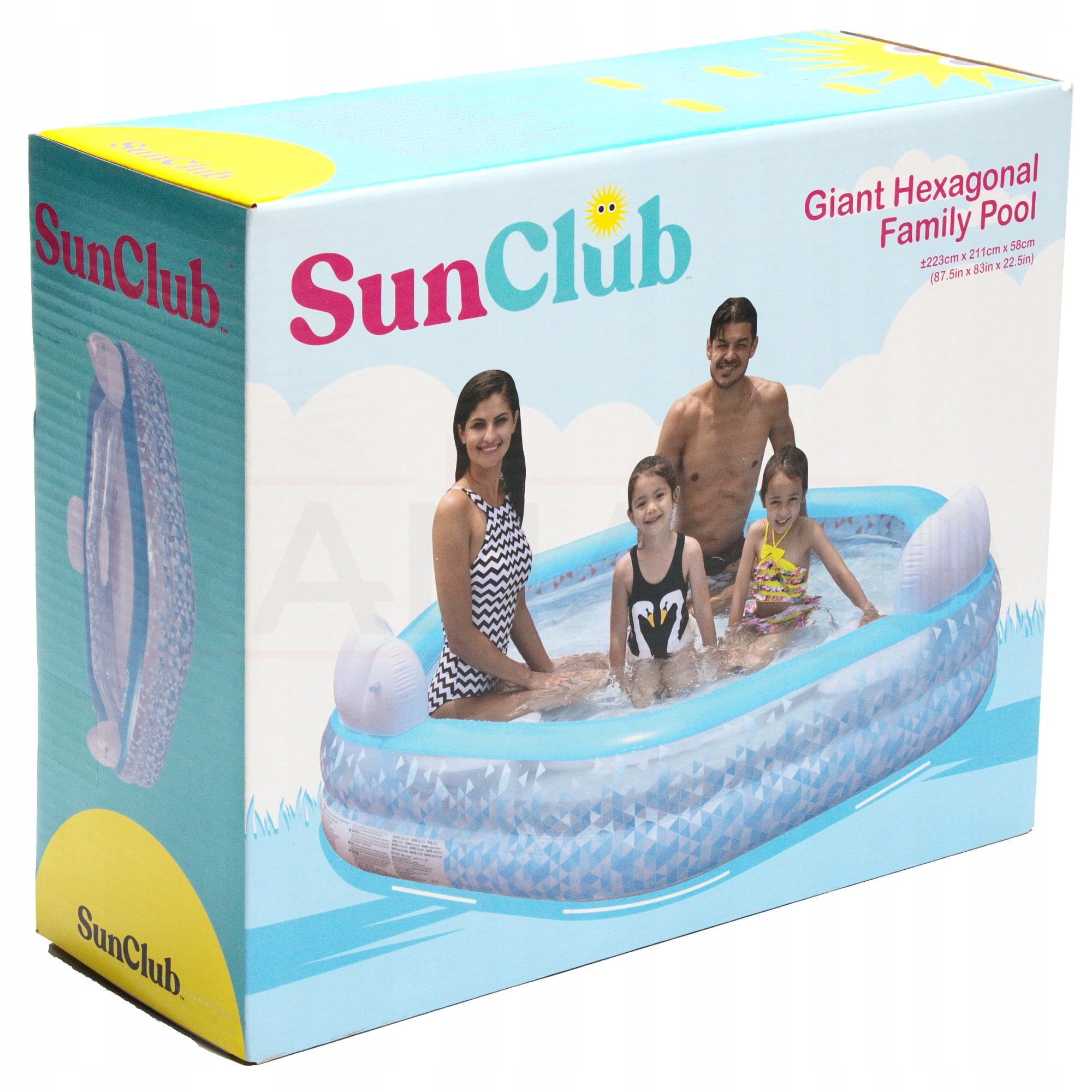 Nafukovací bazén obdĺžnikový pre 4 osoby s sedadlami sunclub 223 x 211 cm