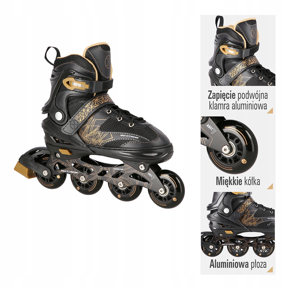 ŁYŻWOROLKI set 4w1 REGULOWANE rozm. M USZTYWNIONE Marka Nils Extreme