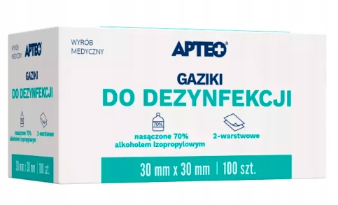 

Gaziki Do Dezynfekcji 30 x 30 mm Apteo 100 szt.
