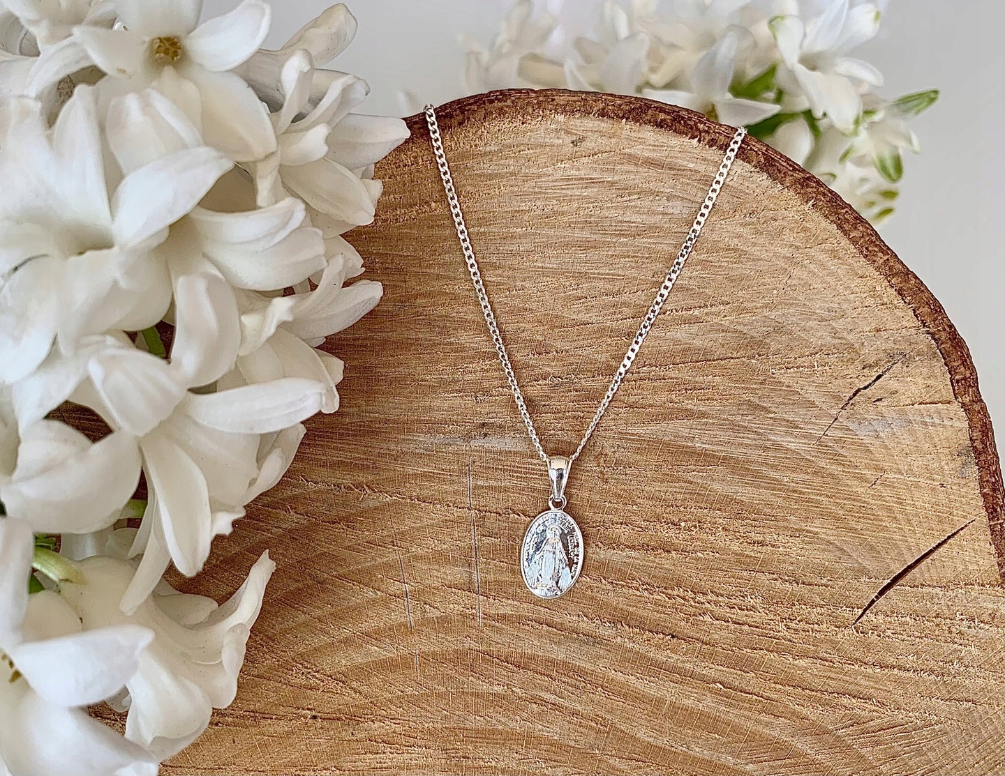 SREBRNY ŁAŃCUSZEK I CUDOWNY MEDALIK MATKA BOSKA CUDOWNA NA KOMUNIĘ 40cm EAN (GTIN) 5907371702210