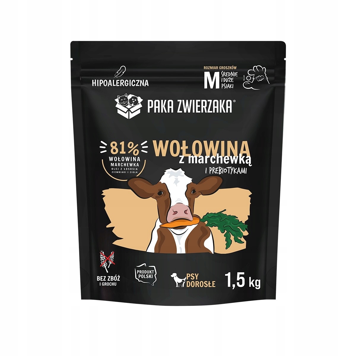 Paka Zwierzaka krmivo pro psy hovězí maso s mrkví M 1,5 kg