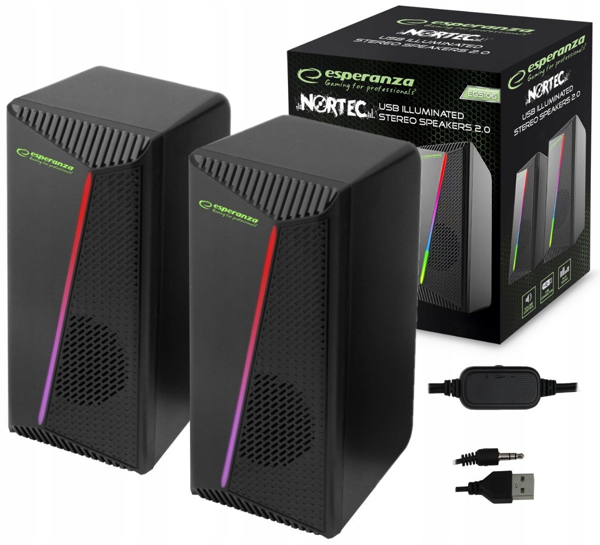 GŁOŚNIKI KOMPUTEROWE DO LAPTOPA 2.0 LED USB 6W