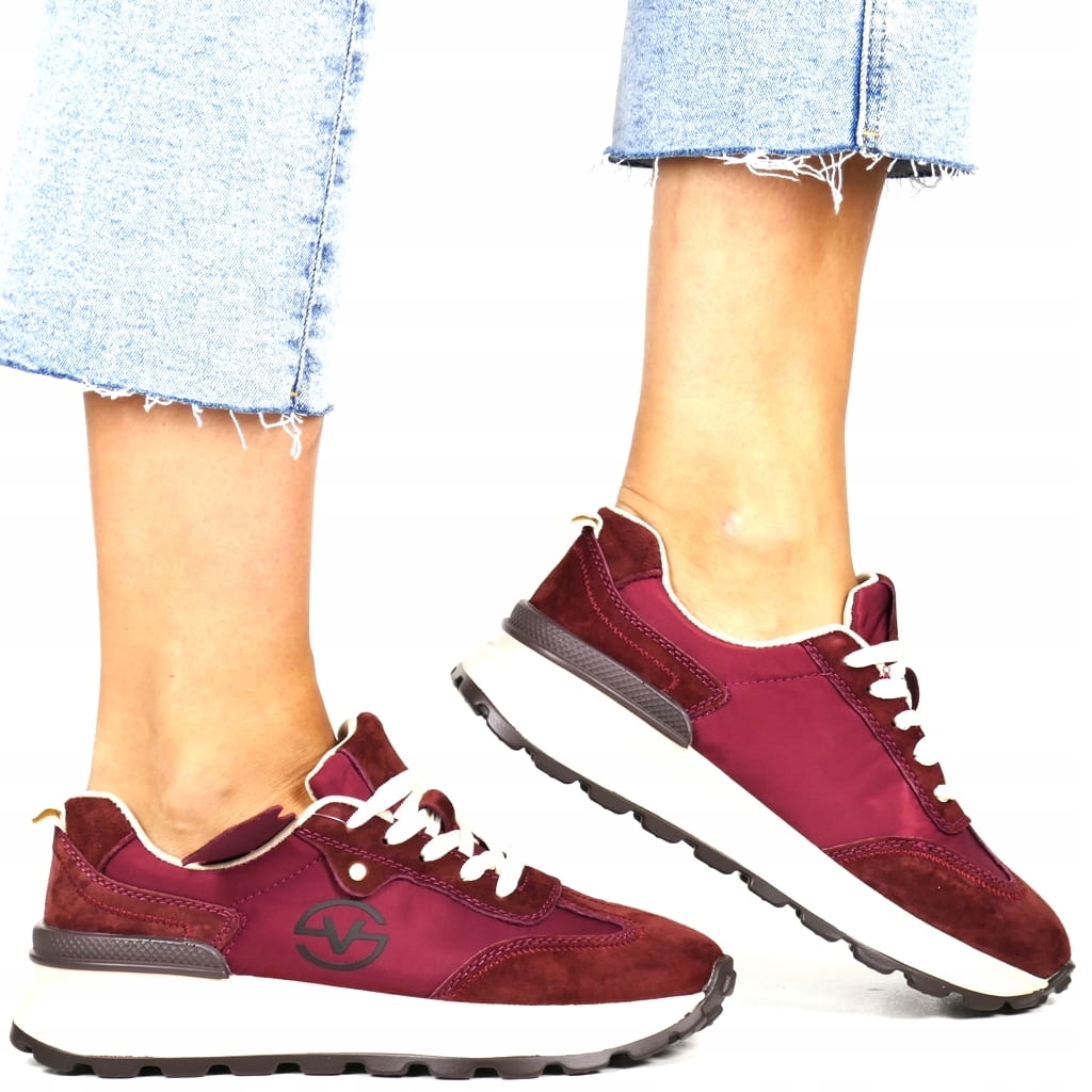 Vínové Tenisky S Vložkami, Sportovní Polobotky Na Silnější Podrážce, Módní