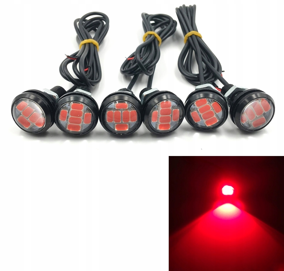 CZERWONE ŚWIATŁO STOP 6 LED OKRĄGŁE OCZKO 23 MM WKRĘCANE EAGLE EYE Producent części Inny