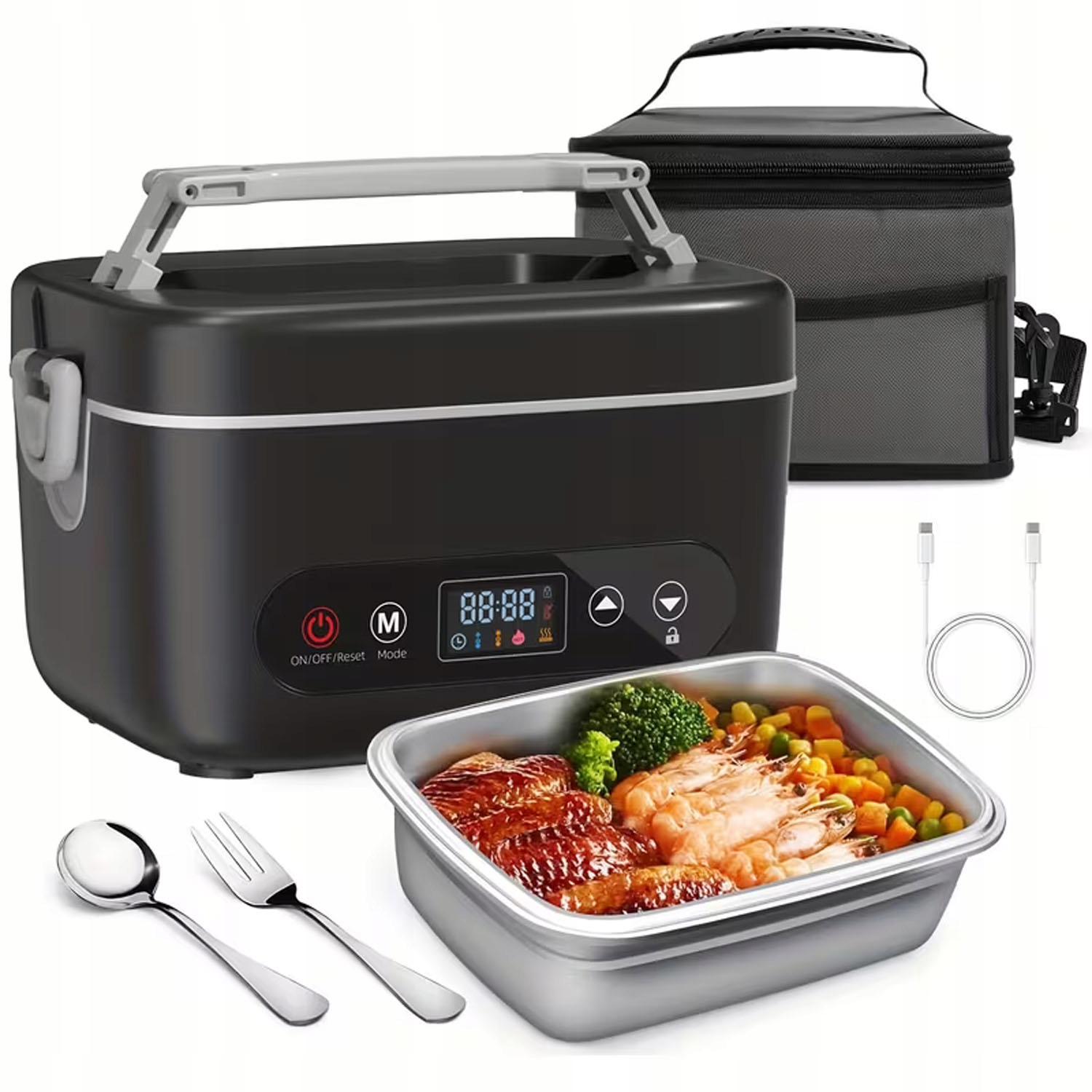 1.2L Bezdrátový Elektrický Ohřívač Jídla do Práce, Kamionu i do Přírody