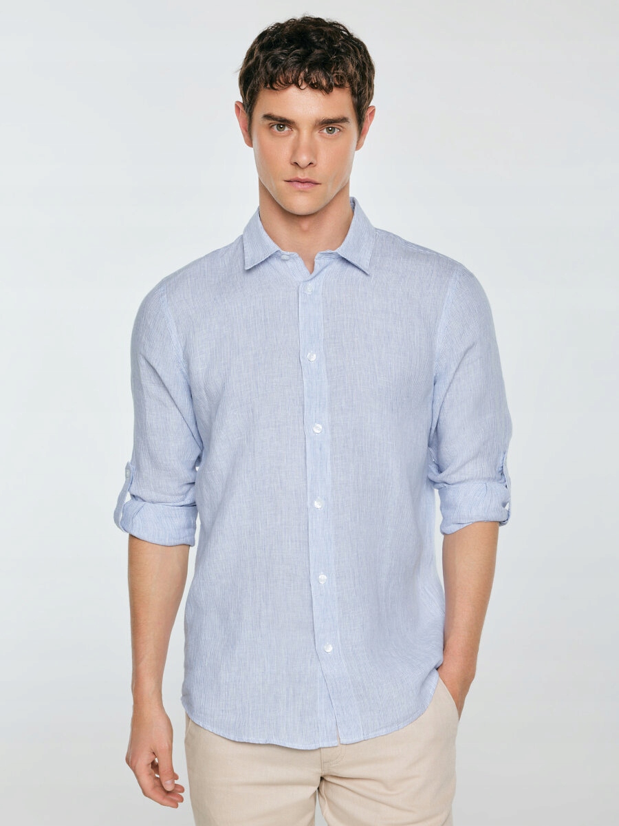 Big Star pánská košile casual dlouhý rukáv regular len velikost XL