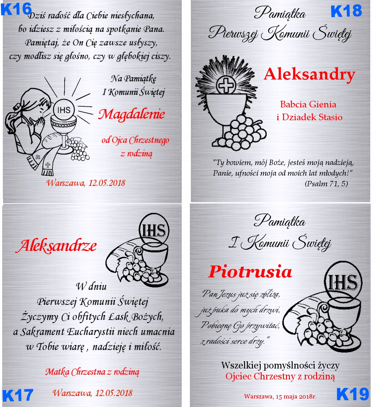 Łańcuszek SREBRO 925 Medalik Chrzest Komunia Bierzmowanie Grawer Motyw inny