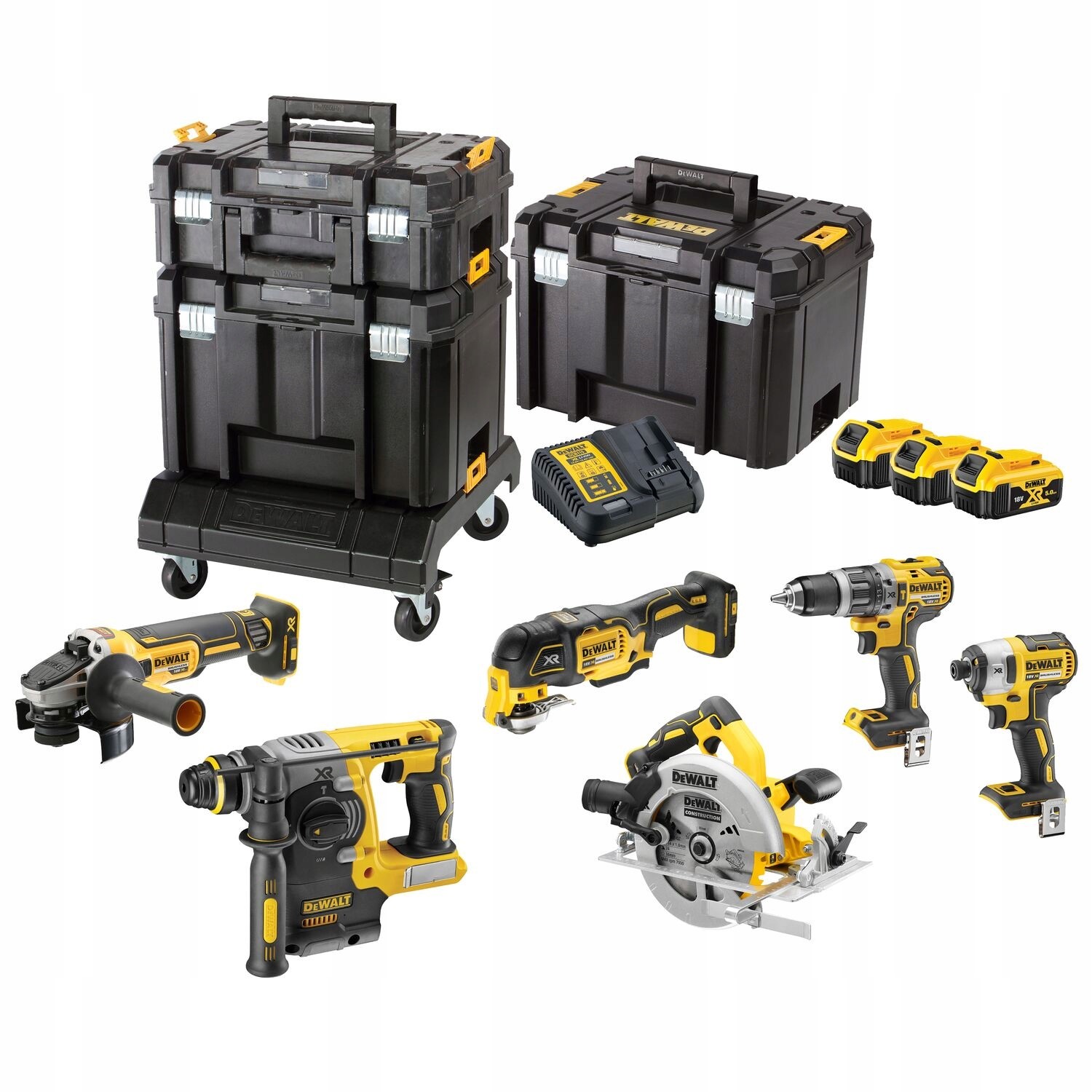 Zestaw elektronarzędzi do cięcia i montażu Dewalt 18V 3x5Ah DCK685P3T