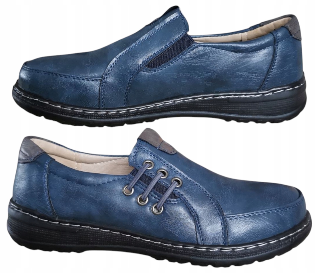 Dámské boty Modré Tmavě Modré polobotky pohodlné kůže vel