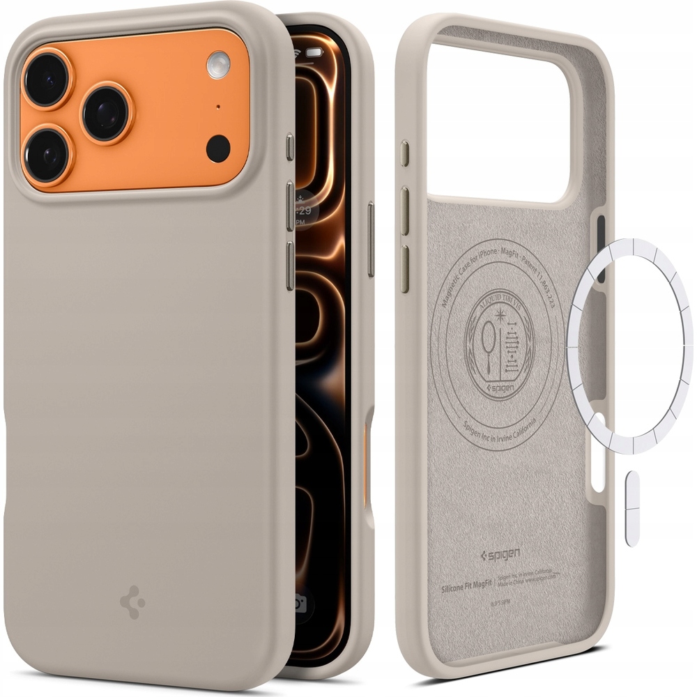 Spigen Silicone Fit MagSafe Etui na iPhone 17 Pro Max kamiennoszary