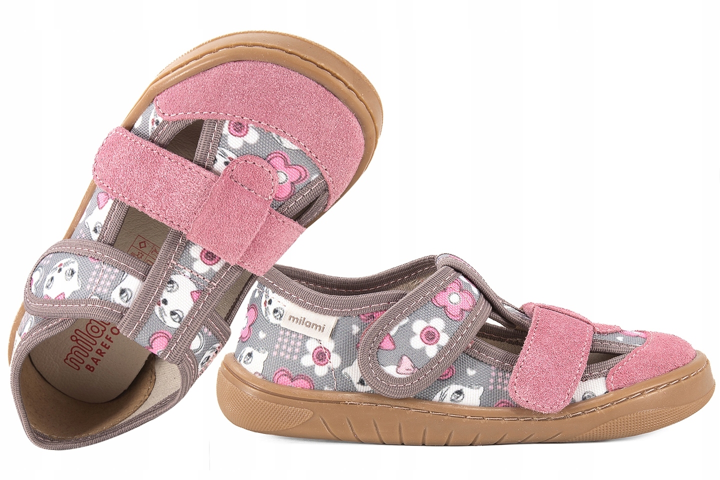Milami BF10-BR-12 Barefoot Tekstylno-skórzane Półbuty Sandały Domowe Kapcie