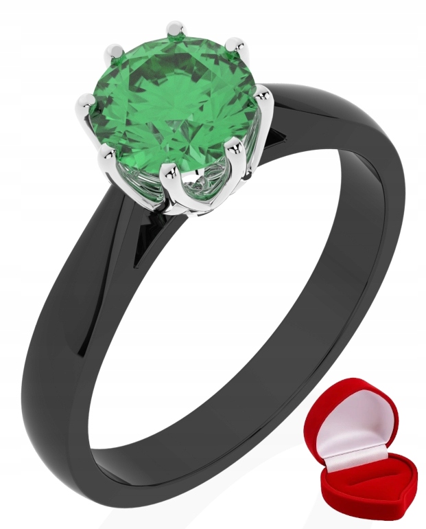 Zlatý Prstýnek 585 14k Smaragd 1 ct Černé Zlato R18