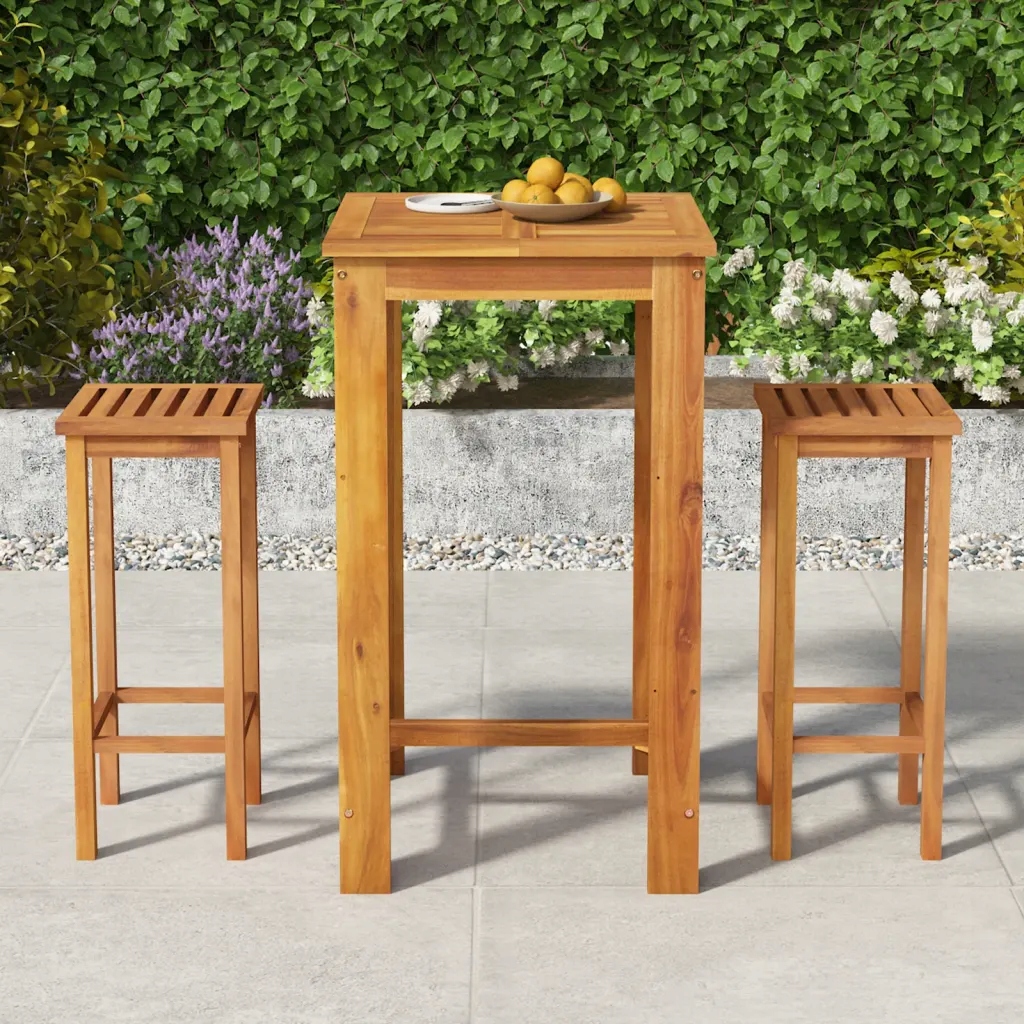 vidaXL 3dílný zahradní barový set masivní akáciové dřevo