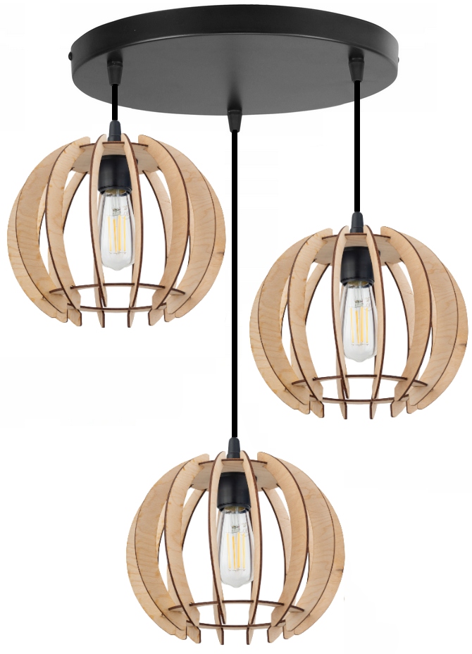 

Lampa Wisząca Sufitowa Drewniane Kule Loft Led