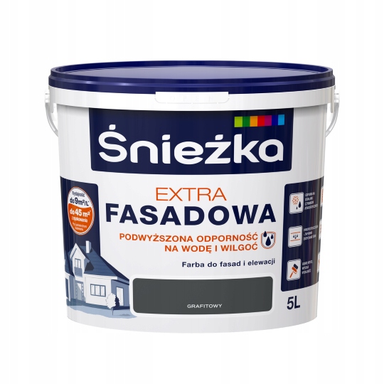 Śnieżka Extra Fasadowa Akrylowa zewnętrzna Farba Elewacyjna 5L Grafitowy