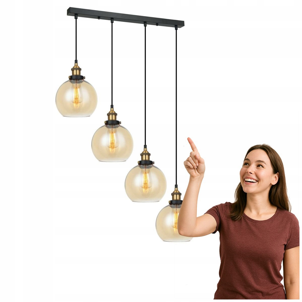 Závesná lampa Cardena MDM-4330/4 Gd+amb Italux
