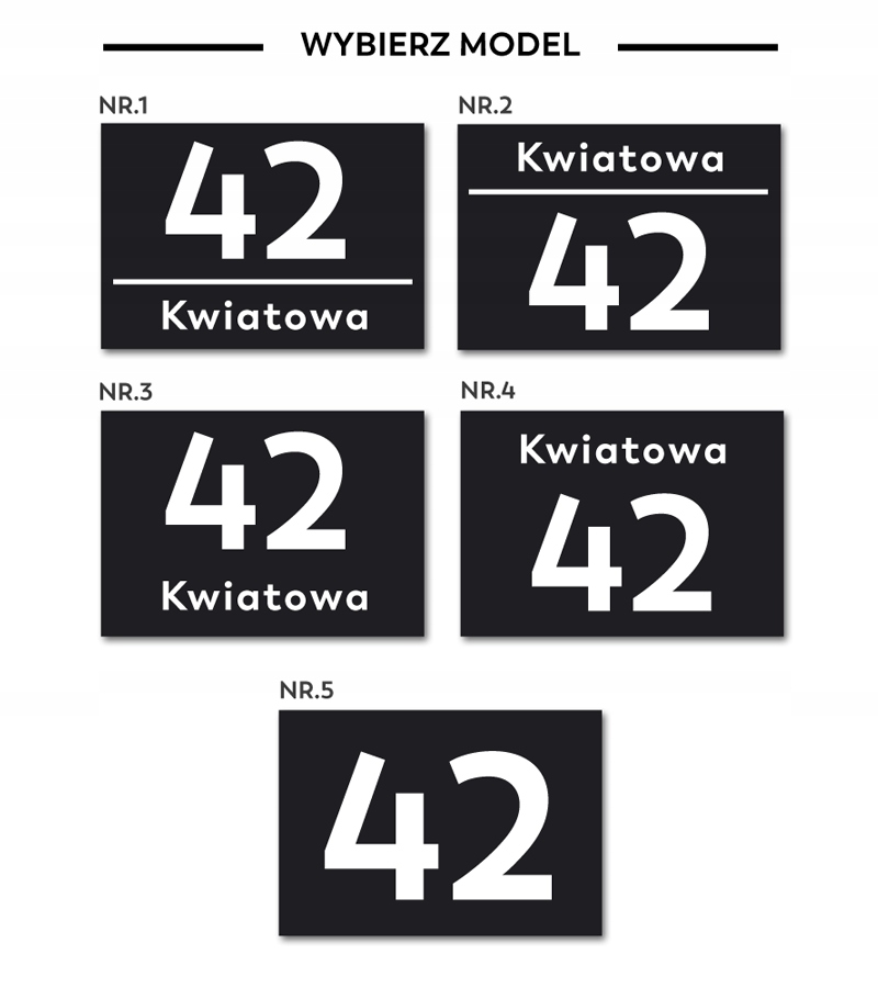 Numer domu podświetlany LED 40x30 cm KOLORY 12 V Kolor czarny