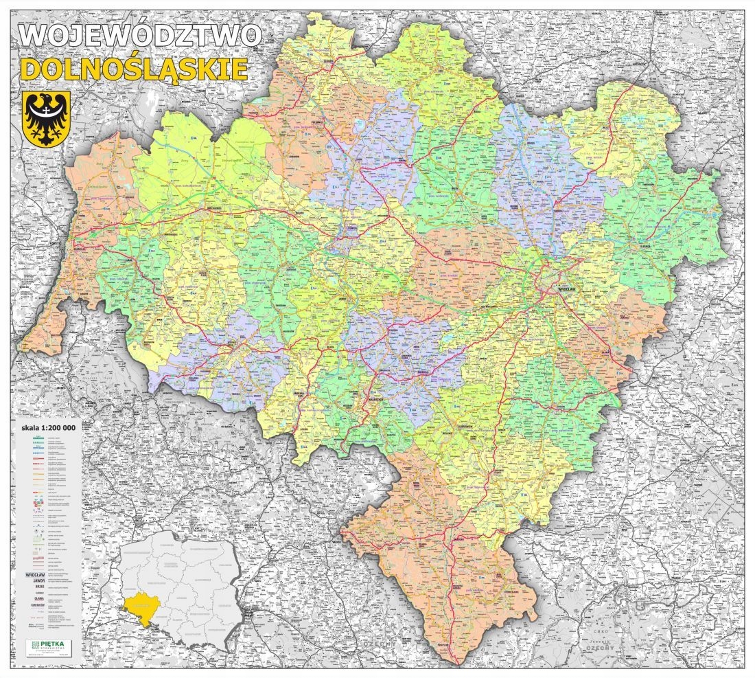 Województwo Dolnośląskie Mapa Ścienna Adm-drogowa