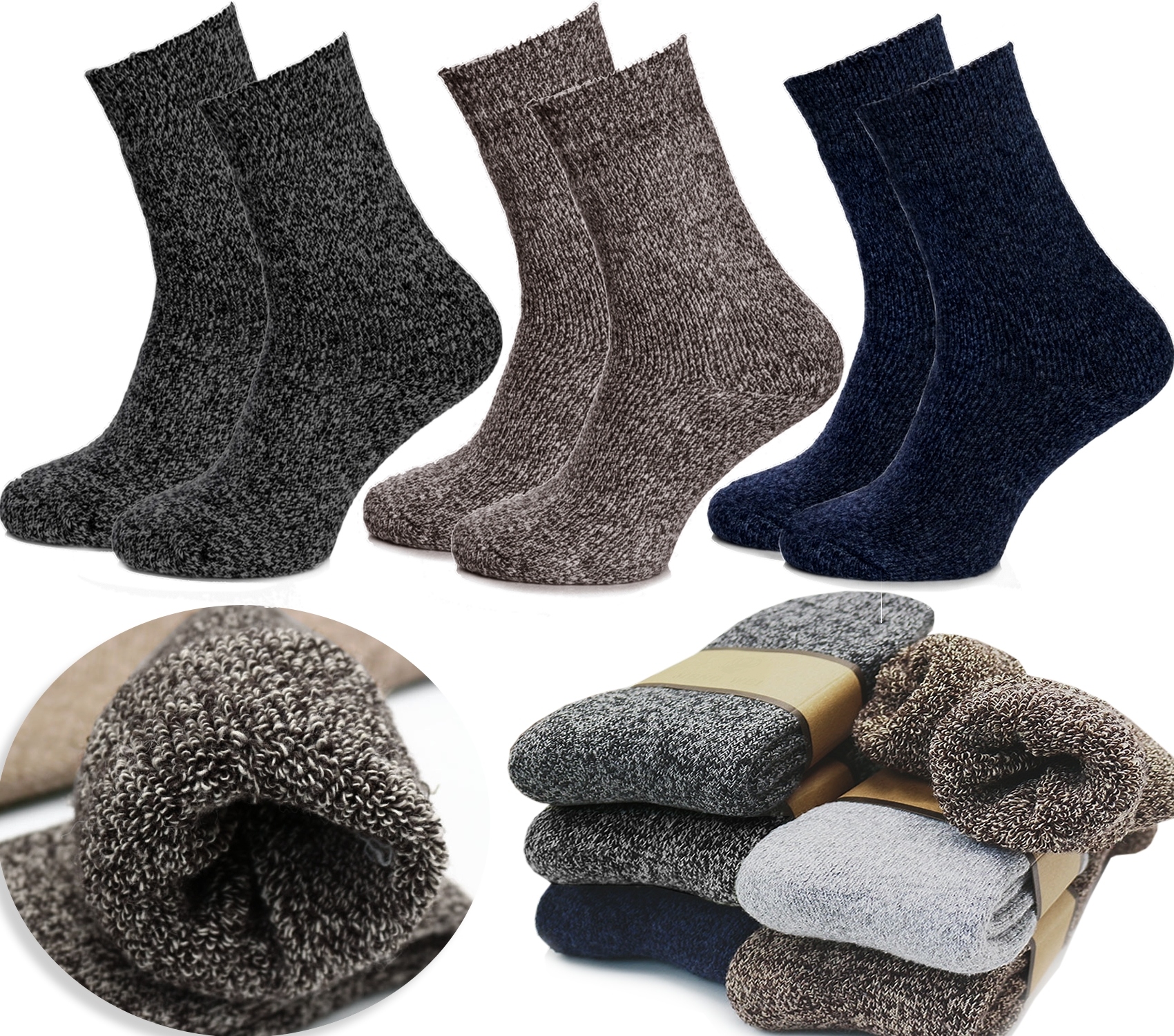 

3x Bardzo Ciepłe Grube Skarpety Wełniane -30C 4447
