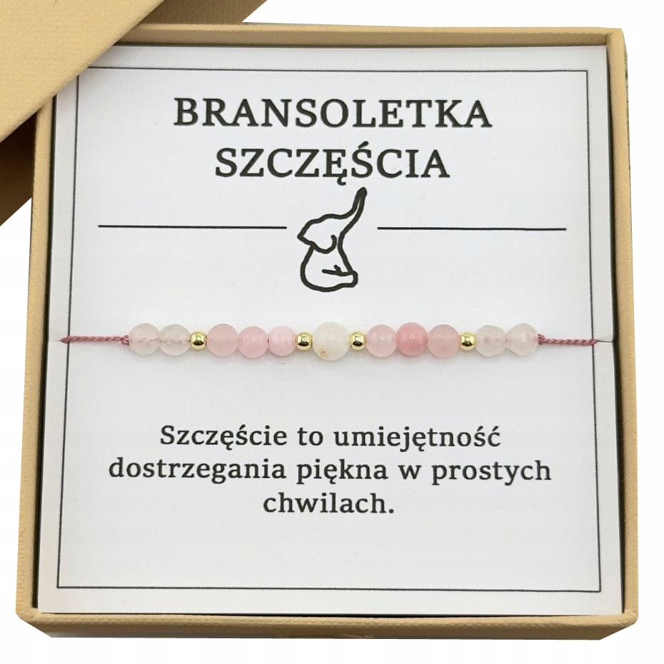Bransoletka z Intencją Szczęście Naturalne Kamienie Kwarc Różowy Jadeit