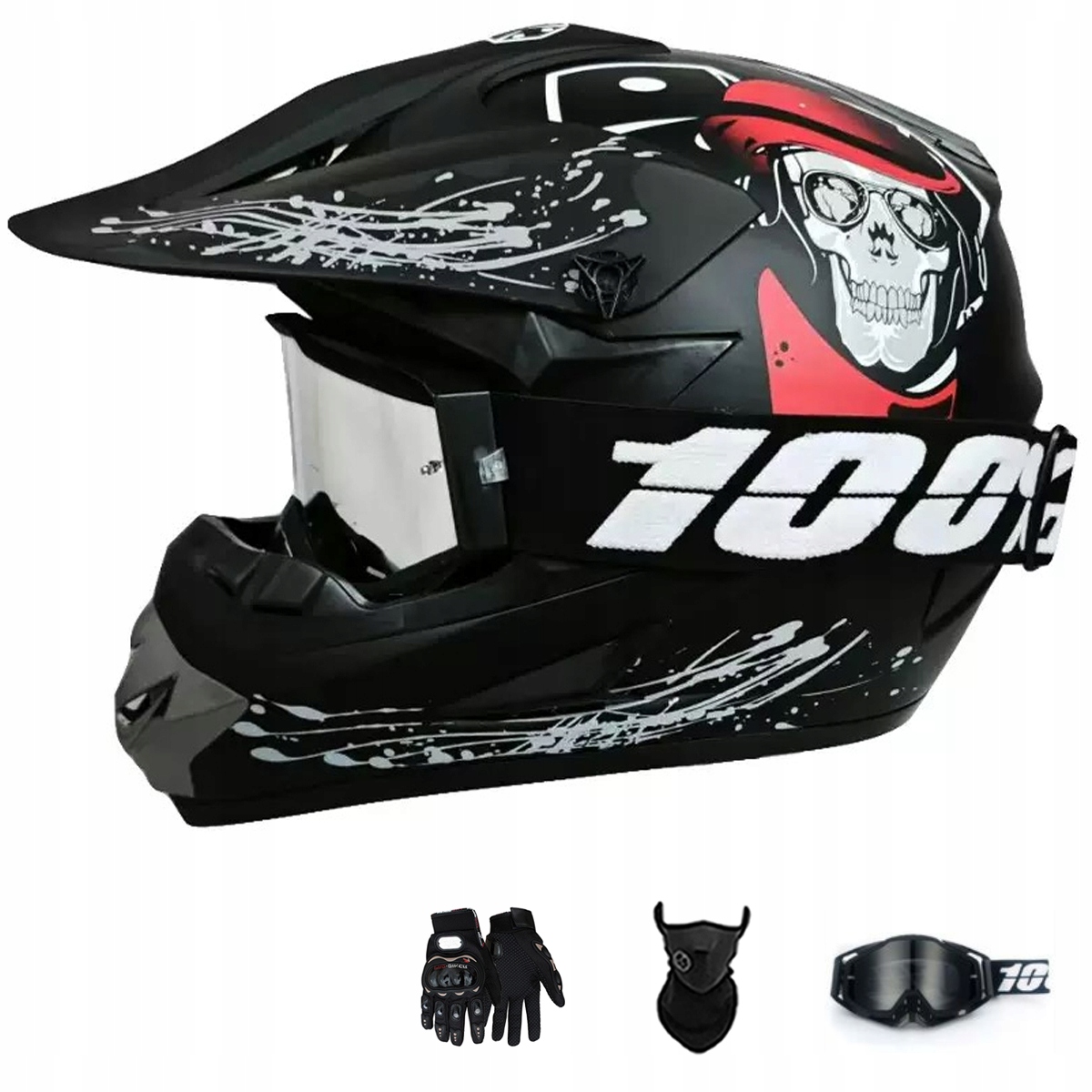 Motocyklová Přilba Lehká Enduro Quada Brýle Rukavice Maska S