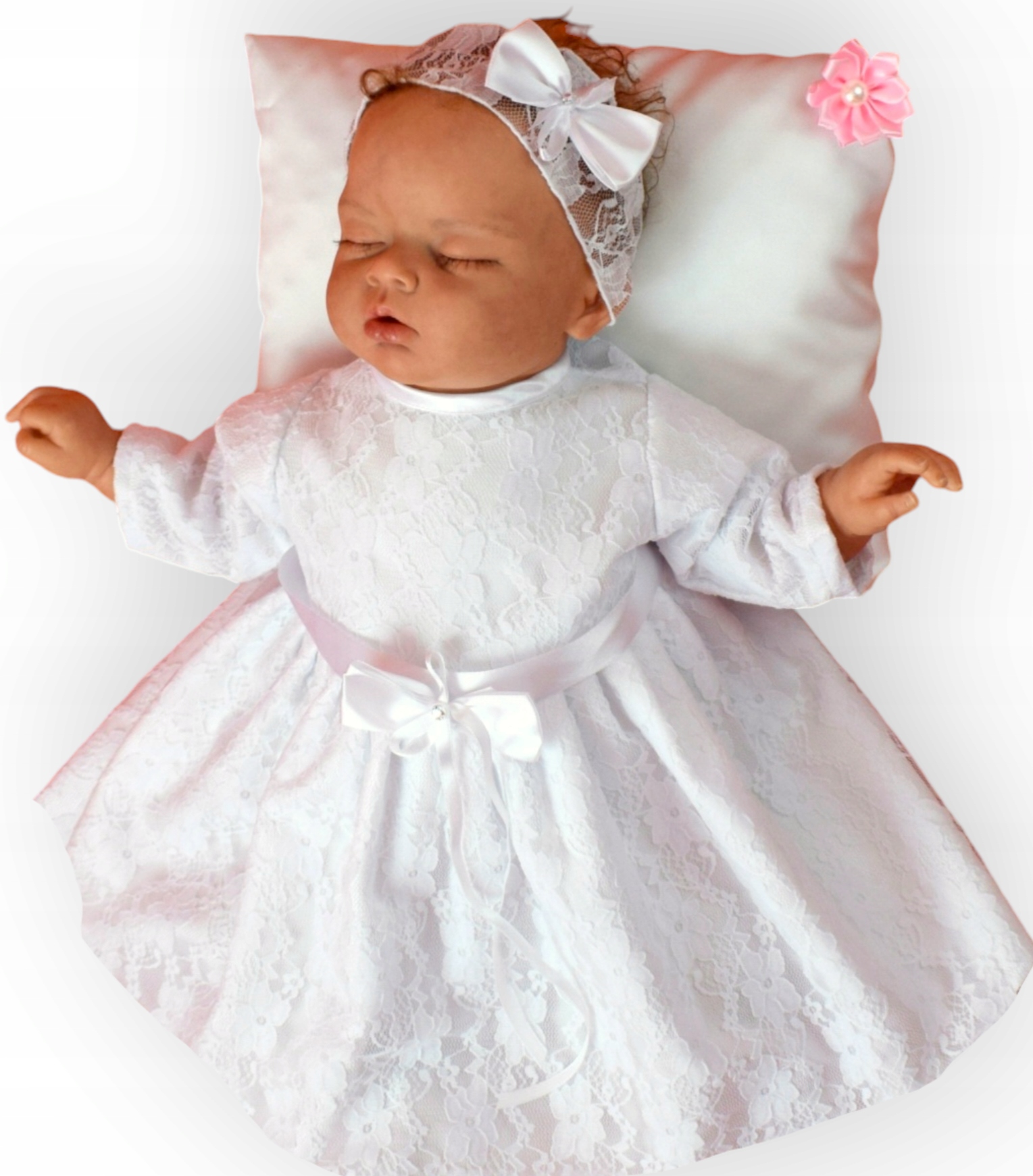 ZOSIA Koronkowa SUKIENKA i OPASKA do CHRZTU 56-62