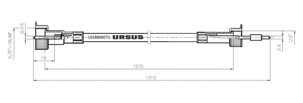 Linka - Licznika MTG (motogodzin) L-1270mm 1876289M92 MF ORYGINAŁ URSUS [L0 Numer katalogowy części L01886607U