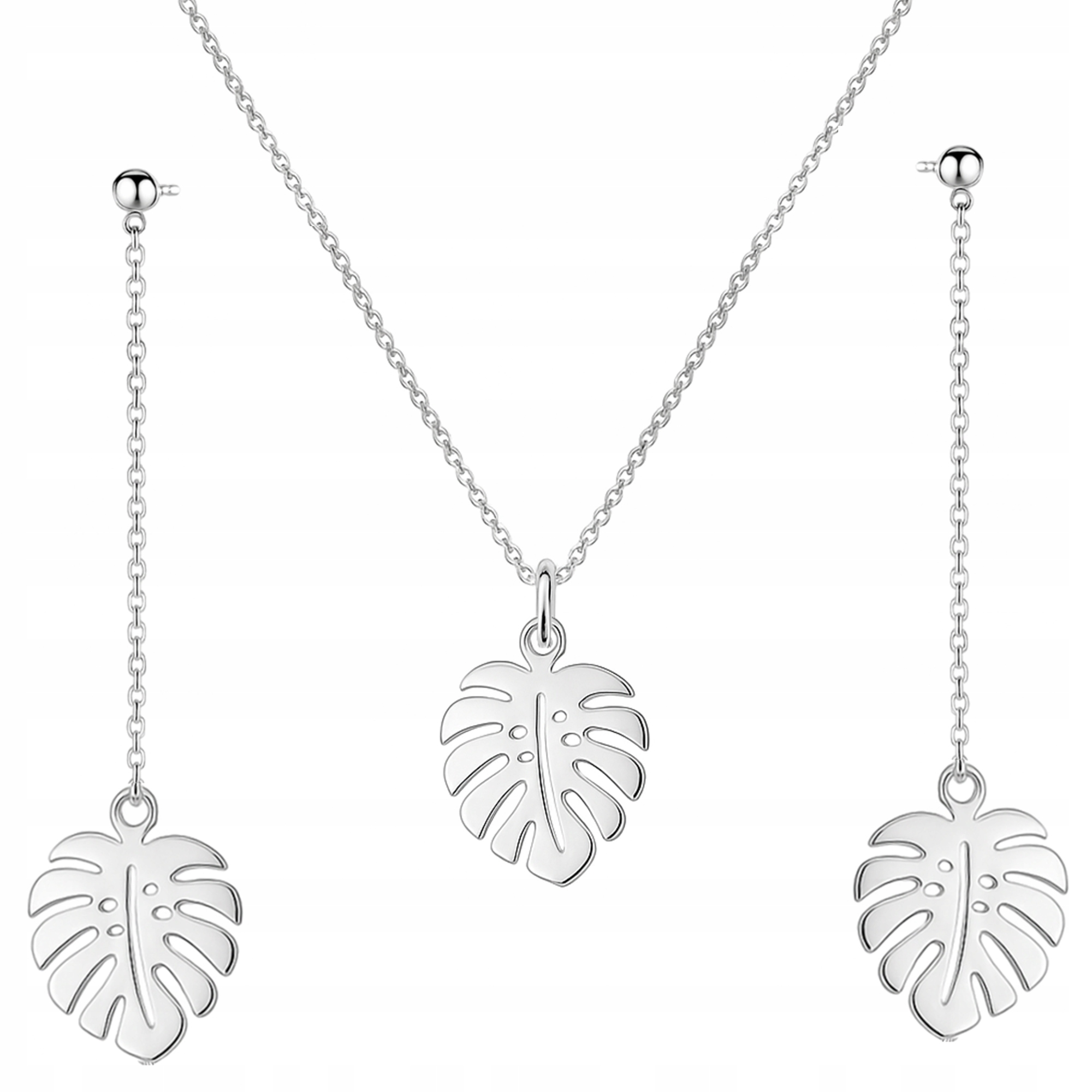 Sada stříbrných šperků s dlouhými náušnicemi Monstera Stříbro 925