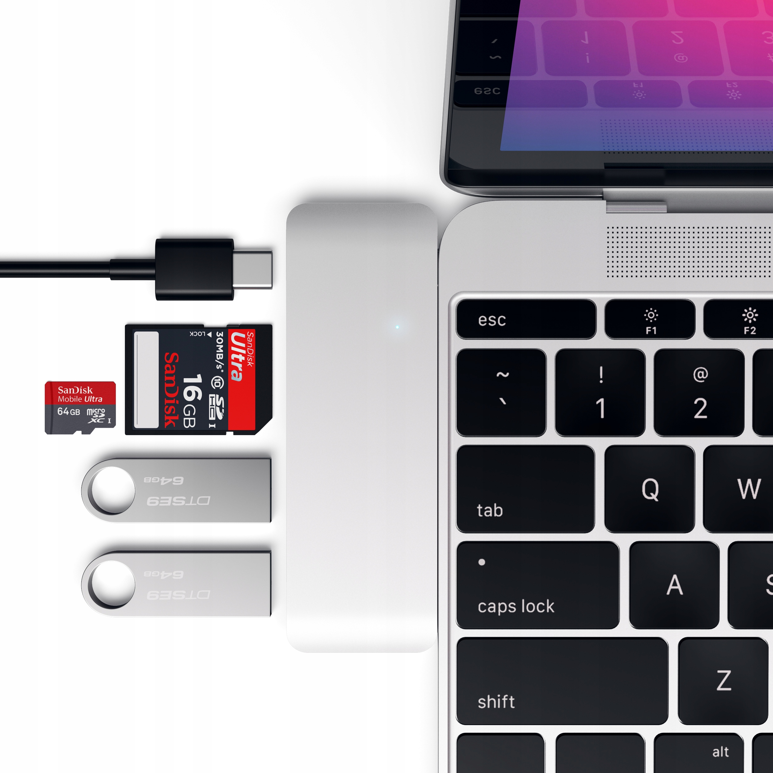 SATECHI PASS-THROUGH USB HUB ADAPTER USB-C USB-C 60 W 2X USB-A MICRO/SD Kod producenta GSM-PARTS_PL - ST-TCUPS