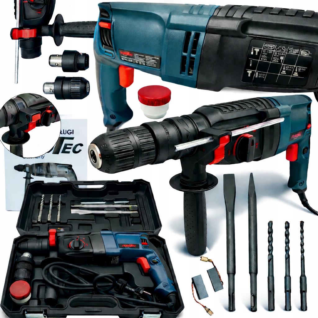 Młotowiertarka Wiertarka Młot Udarowy Sds+ Mocna Dłuta Wiertła Smar