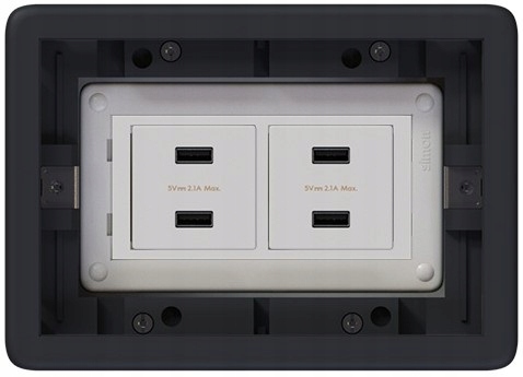 Puszka podłogowa Floorbox 2-modułowa, gniazdka 2x Usb, Simon Connect