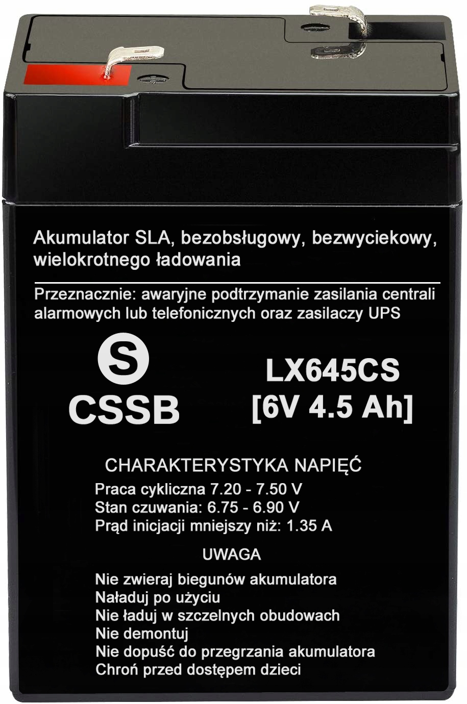 

Akumulator 6V 4.5Ah Żelowy Bezobsługowy Wagi Kasy
