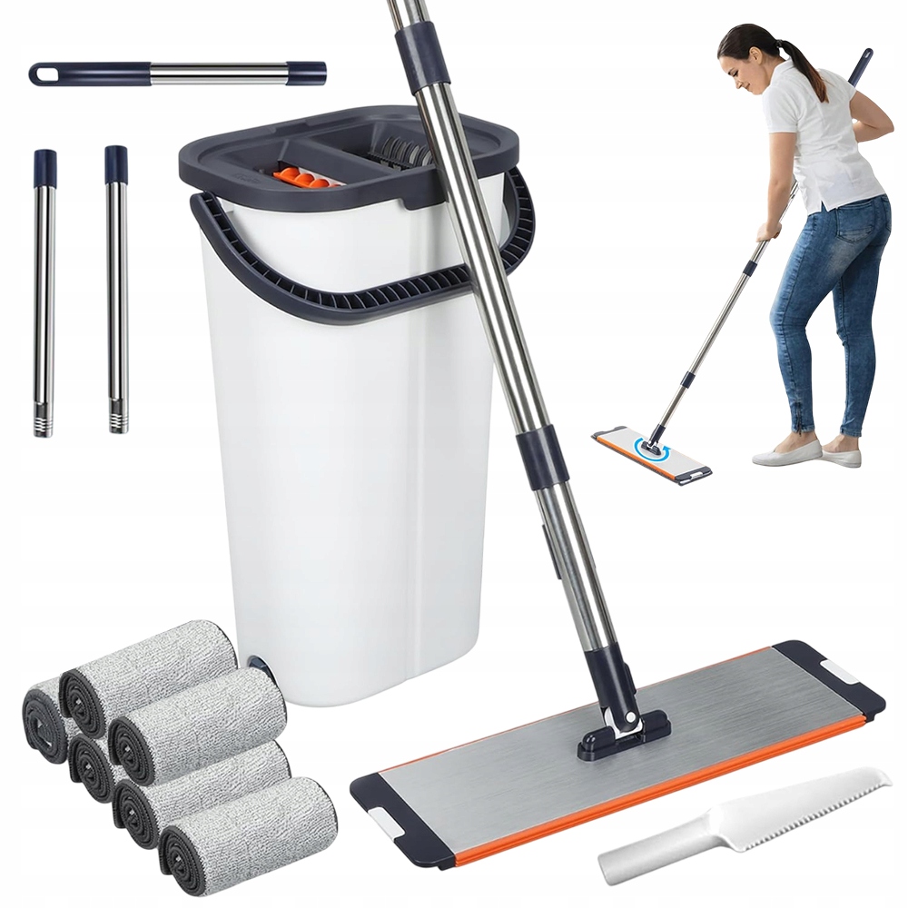 Levně Plochý Rotační Mop 360 S Vyžínacím Kbelíkem A Výsuvnou Rukojetí