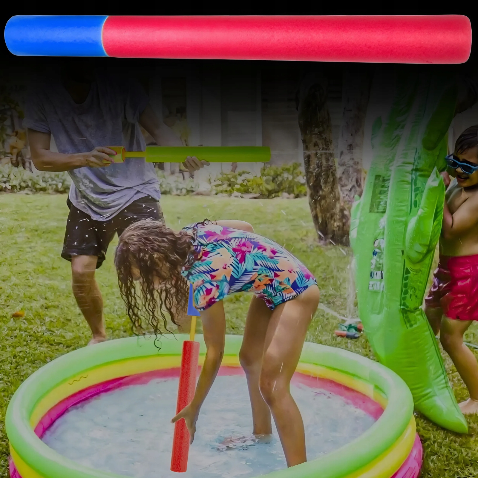 SIKAWKA POMPKA NA WODĘ PISTOLET DLA DZIECI NA BASEN DŁUGA XL ZABAWKA WODNA Kod producenta MEGADIDI TUBA WODNA Z RĄCZKĄ