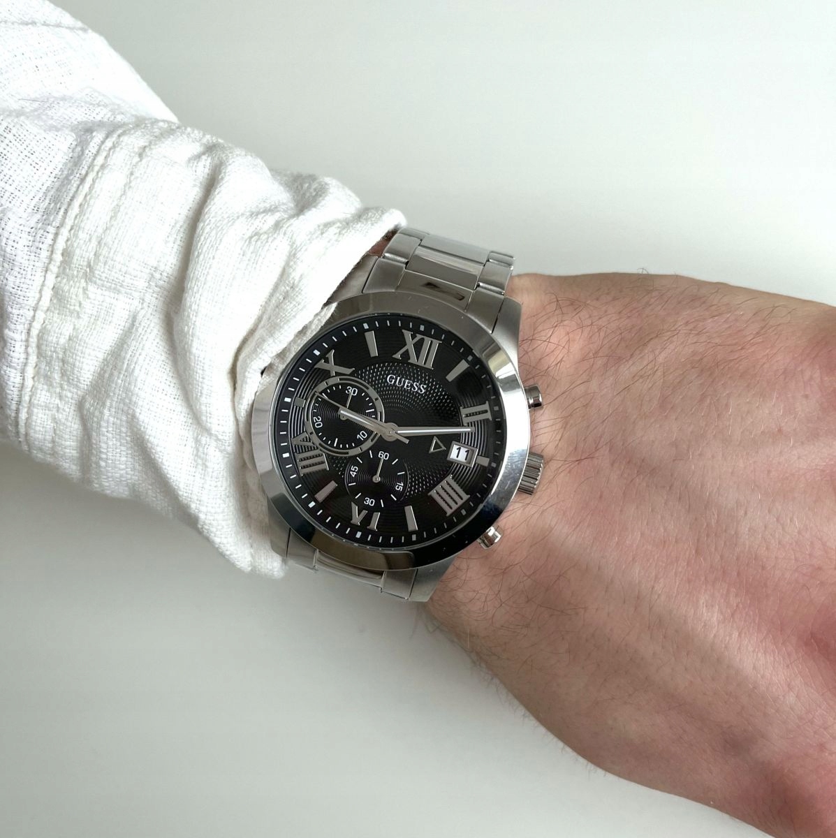 Srebrny zegarek męski Guess Atlas z bransoletką W0668G3 14848040810