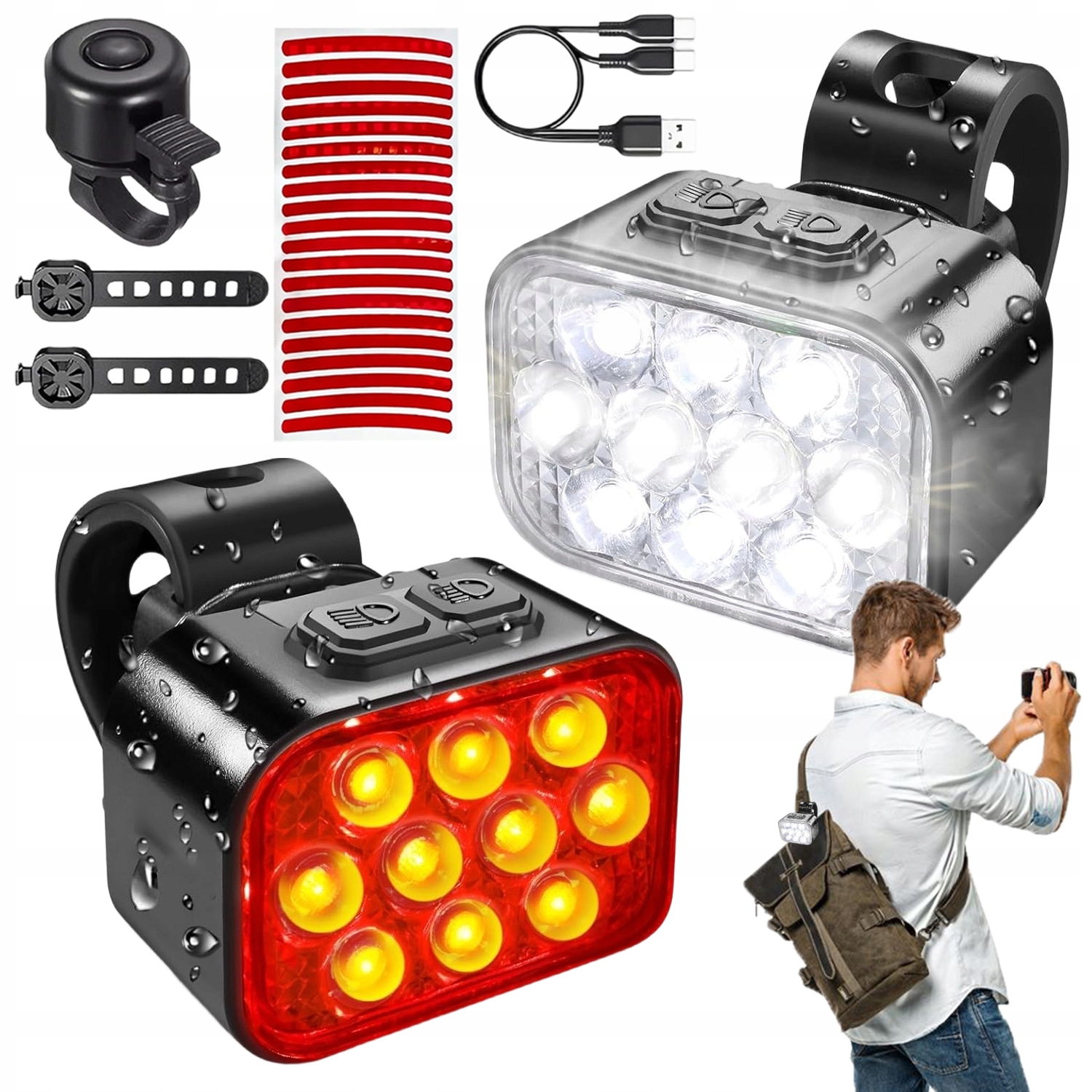 Lampy Rowerowe Led Z Dzwonkiem I Odblaskiem Do Bezpiecznej Jazdy