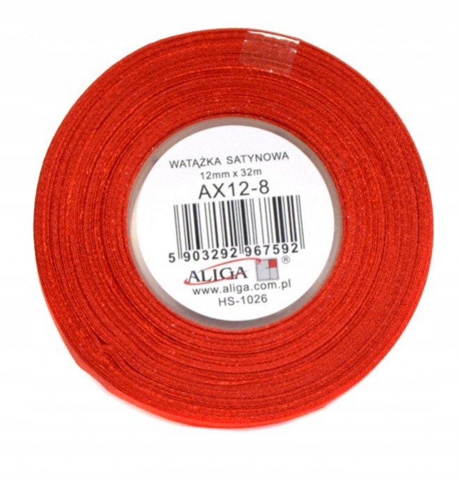 

Wstążka satynowa 12mmx32m Czerwona