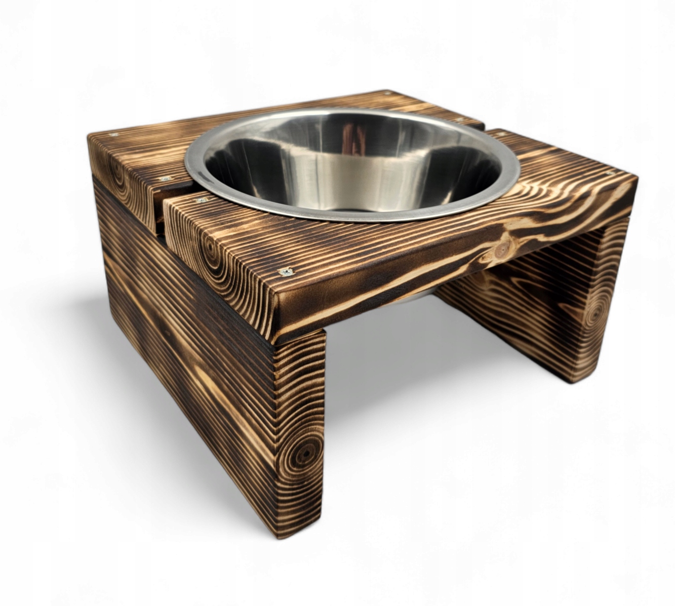 Levně Miska pro psa na vyvýšenině ze dřeva, nerezová ocel, stojan na misky, 2,8 l
