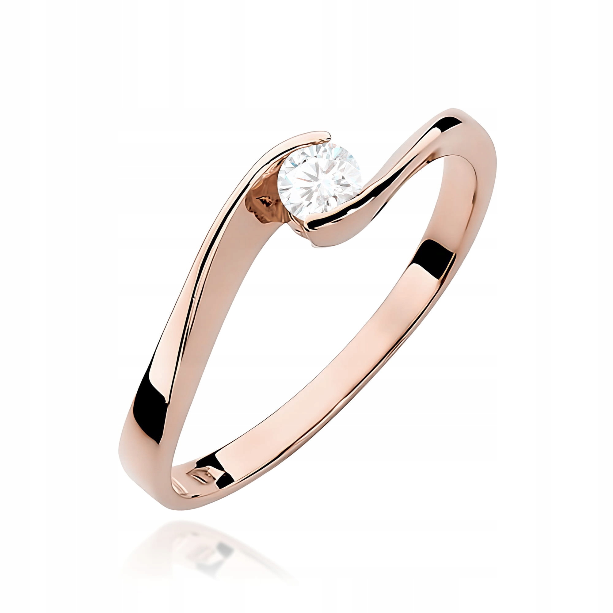 Prstýnek z růžového zlata 585 s očkem, zásnubní diamant, elegantní