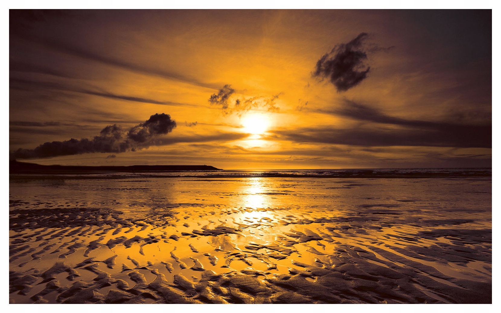 Fototapeta Západ slnka nad oceánom zlaté mraky pláž 368x254 lepidlo