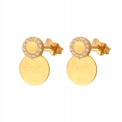 Zajímavé zlaté 585 náušnice skládající se ze dvou částí jako dárek 14k